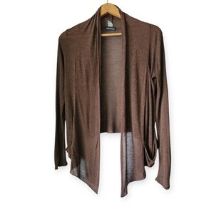 Vintage 90s Y2K Fairy Grunge Waterfall Cardigan Brown Medium